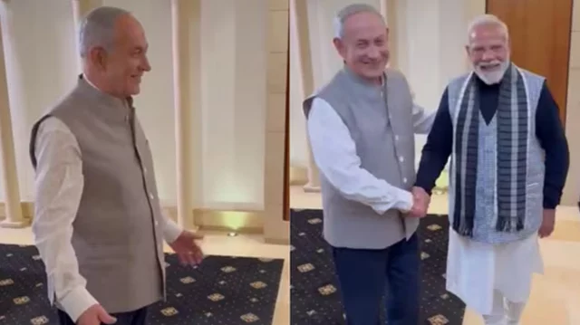 মোদি জ্যাকেট-কুর্তা’ পরে মোদিকে চমক দিলেন নেতানিয়াহু 1 166ef13708ee83b47539cc117ce03250 699fb322858c9